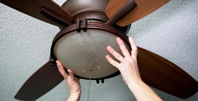 Ceiling fan repair and reinstallation on ceiling mount in Reno, NV