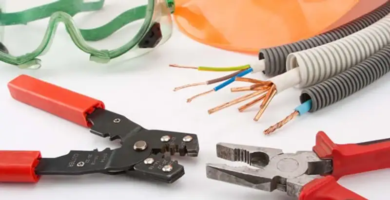 Electrical wiring repair with professional tools and safety equipment in Sun Valley, NV