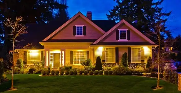 security light installation services illuminating a residential exterior at night in Reno, NV